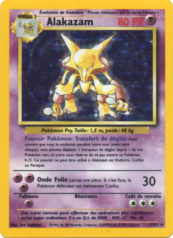 Carte Pokémon Alakazam de l'extension Set de Base