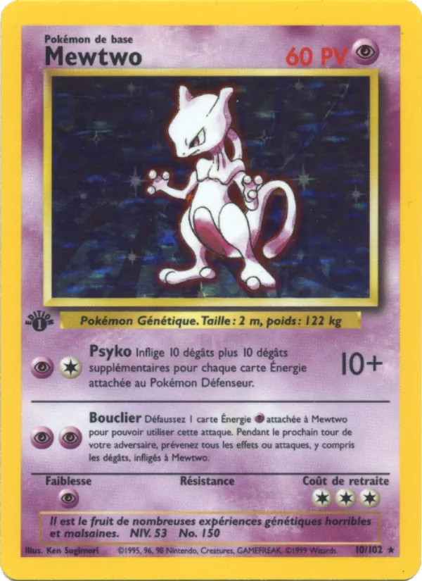 Carte Pokémon Mewtwo de l'extension Set de Base
