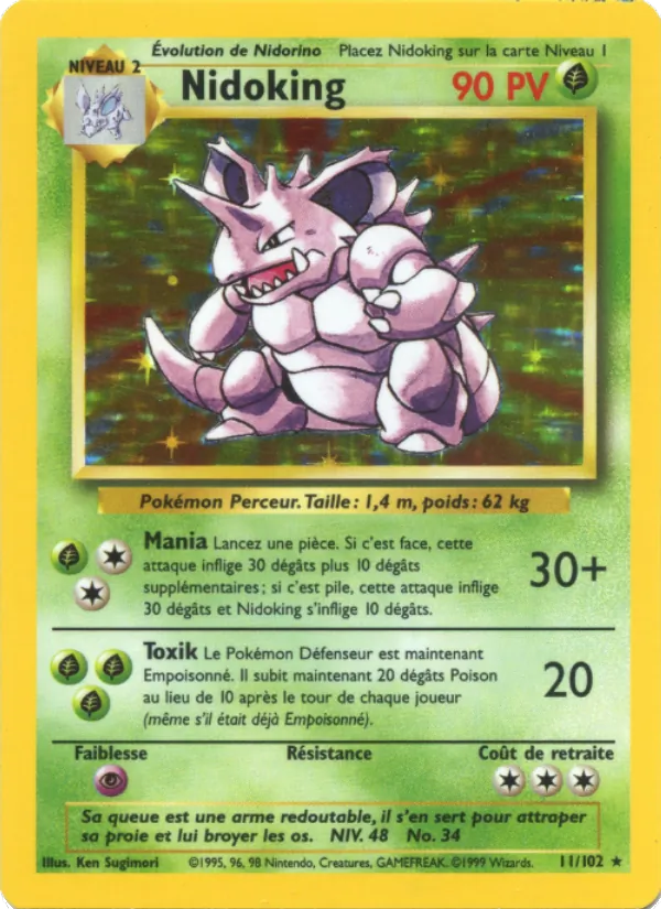 Carte Pokémon Nidoking de l'extension Set de Base