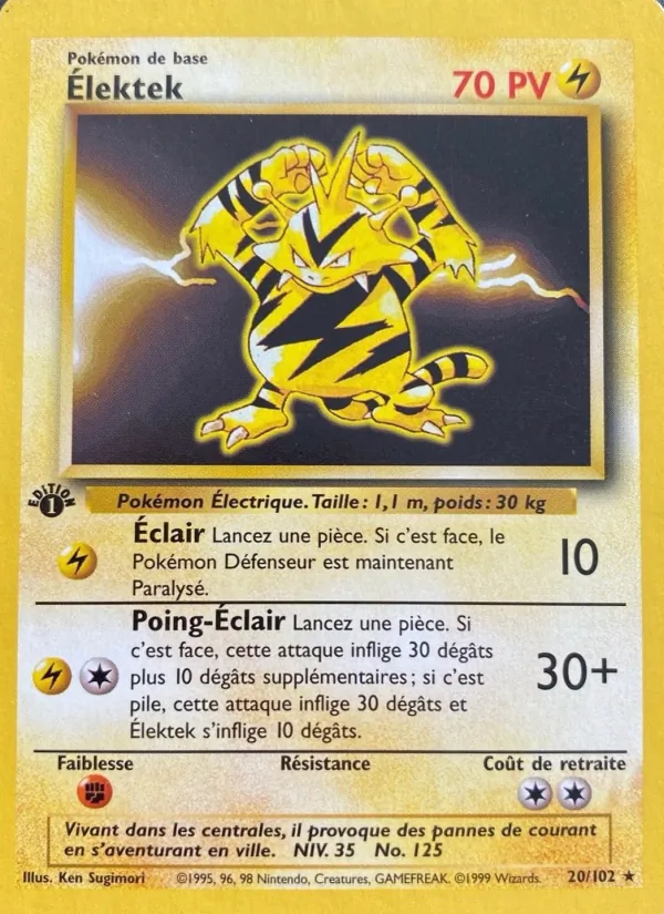 Carte Pokémon Élektek de l'extension Set de Base