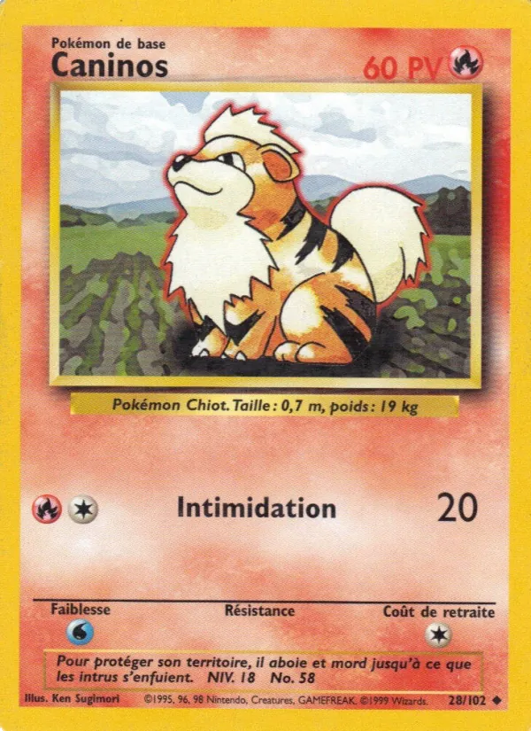 Carte Pokémon Caninos de l'extension Set de Base