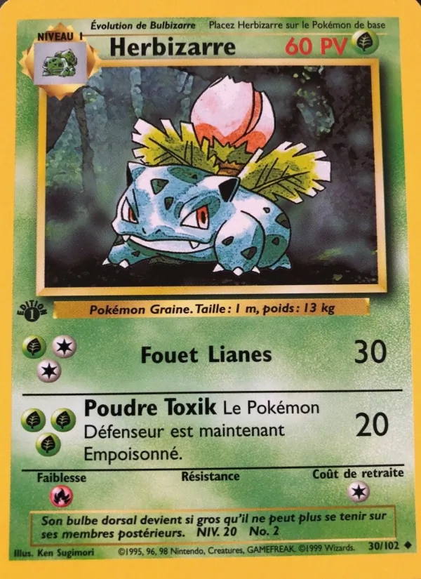 Carte Pokémon Herbizarre de l'extension Set de Base