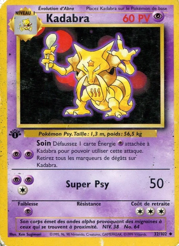 Carte Pokémon Kadabra de l'extension Set de Base