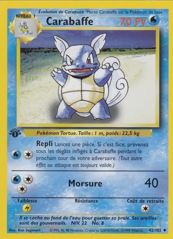 Carte Pokémon Carabaffe de l'extension Set de Base