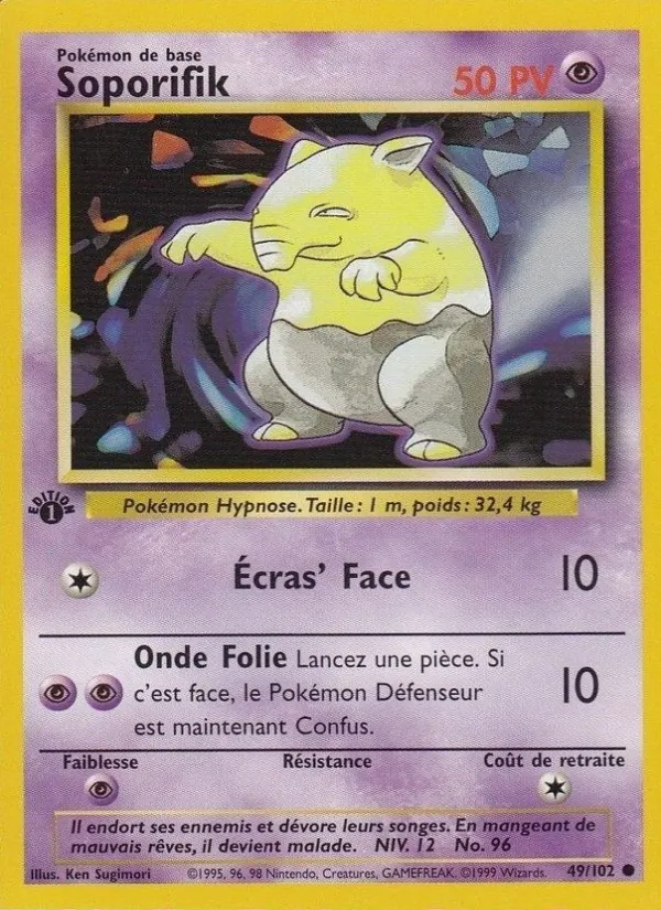Carte Pokémon Soporifik de l'extension Set de Base