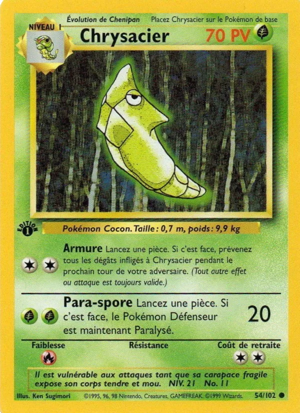 Carte Pokémon Chrysacier de l'extension Set de Base