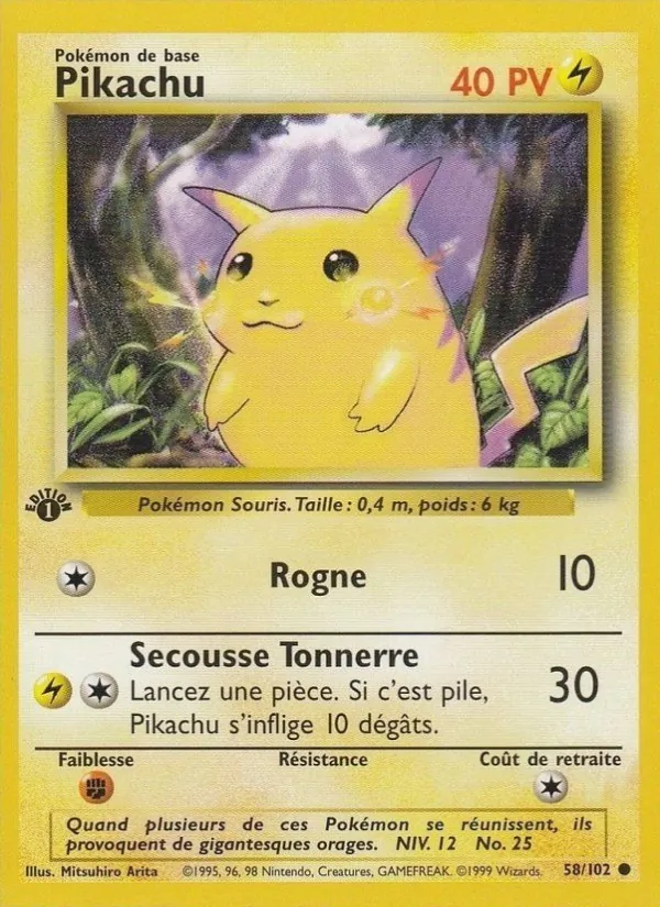 Carte Pokémon Pikachu de l'extension Set de Base