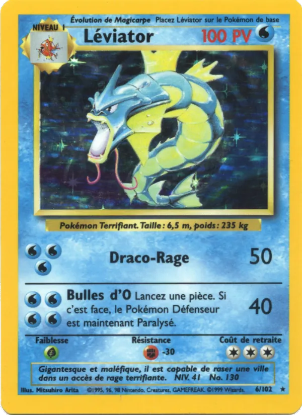 Carte Pokémon Léviator de l'extension Set de Base