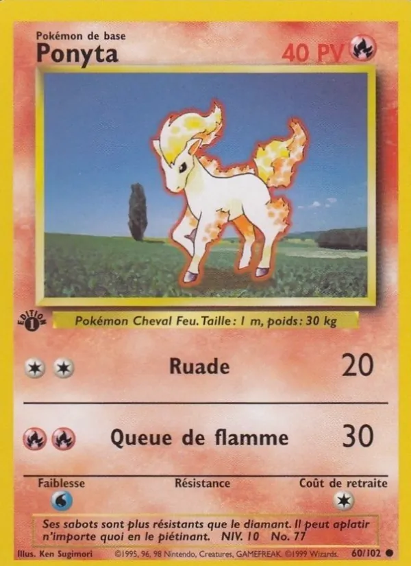 Carte Pokémon Ponyta de l'extension Set de Base