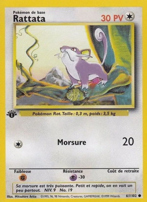 Carte Pokémon Rattata de l'extension Set de Base