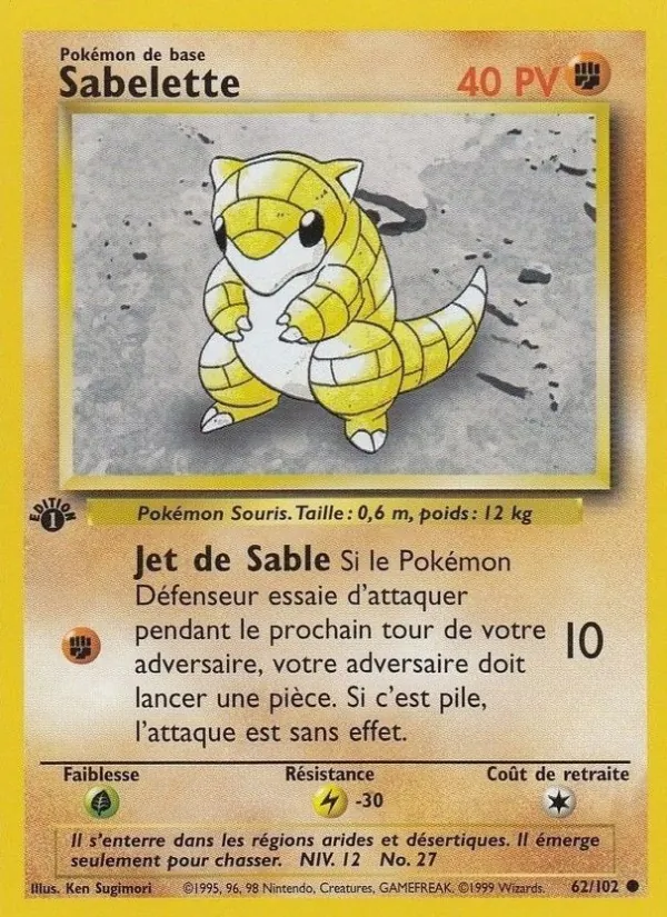 Carte Pokémon Sabelette de l'extension Set de Base