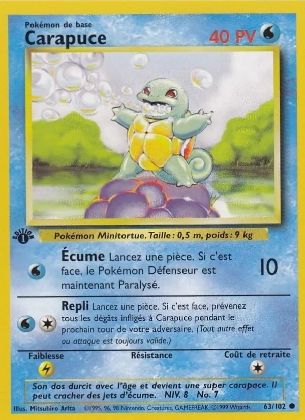 Carte Pokémon Carapuce de l'extension Set de Base