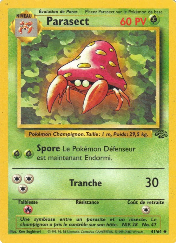 Carte Pokémon Parasect de l'extension Jungle