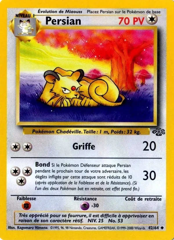 Carte Pokémon Persian de l'extension Jungle