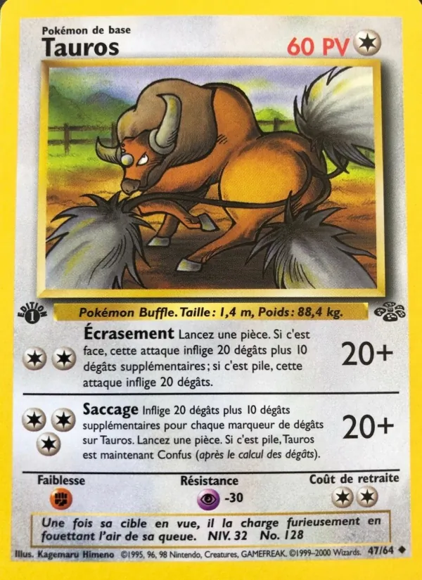 Carte Pokémon Tauros de l'extension Jungle