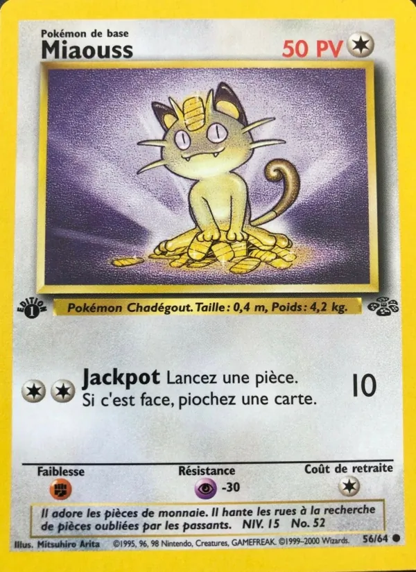 Carte Pokémon Miaouss de l'extension Jungle