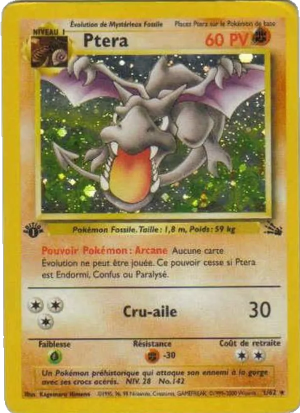 Carte Pokémon Ptéra de l'extension Fossile