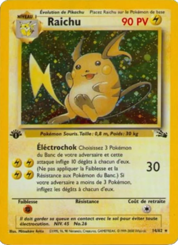 Carte Pokémon Raichu de l'extension Fossile