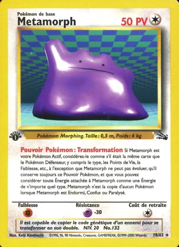 Carte Pokémon Métamorph de l'extension Fossile