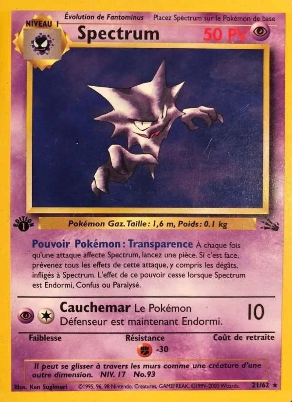 Carte Pokémon Spectrum de l'extension Fossile