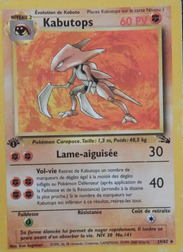 Carte Pokémon Kabutops de l'extension Fossile