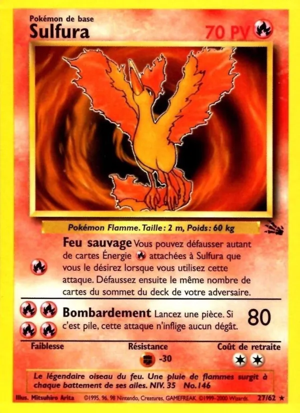 Carte Pokémon Sulfura de l'extension Fossile