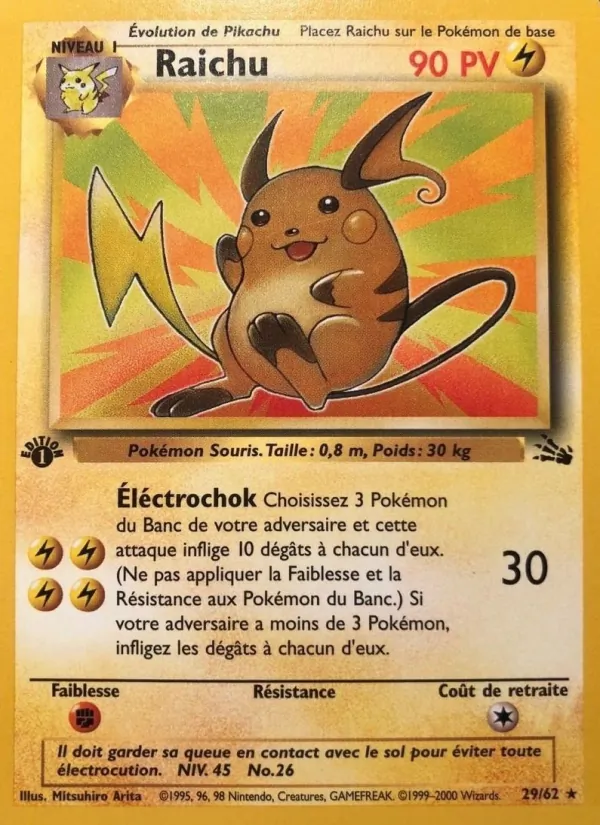 Carte Pokémon Raichu de l'extension Fossile