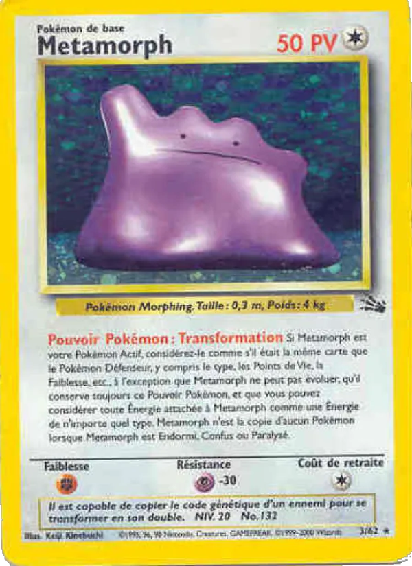 Carte Pokémon Métamorph de l'extension Fossile