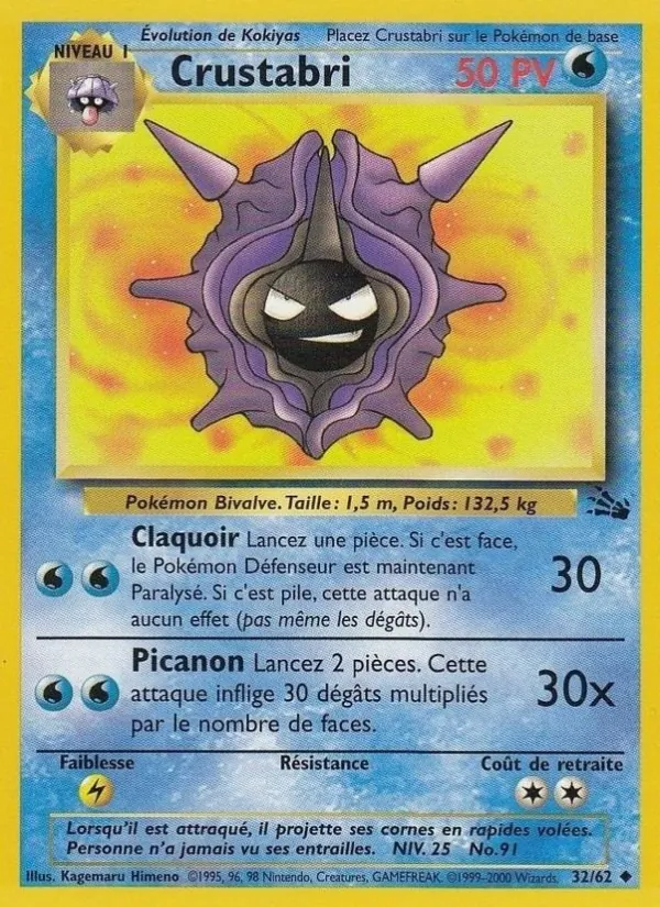 Carte Pokémon Crustabri de l'extension Fossile