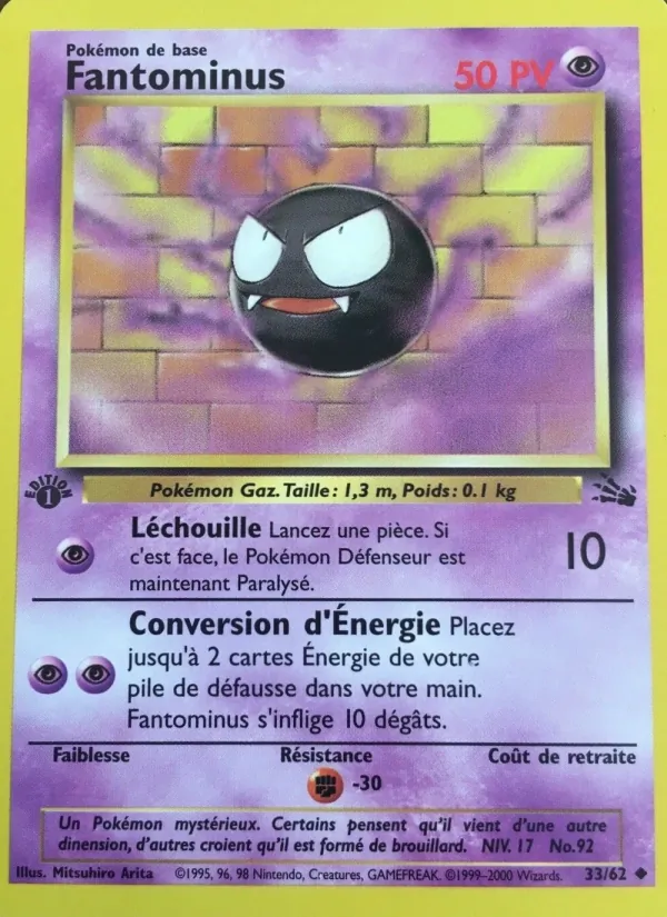 Carte Pokémon Fantominus de l'extension Fossile