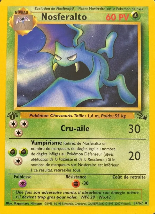 Carte Pokémon Nosferalto de l'extension Fossile
