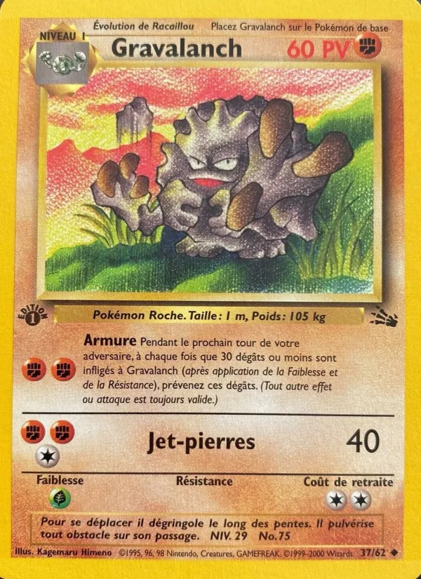 Carte Pokémon Gravalanch de l'extension Fossile