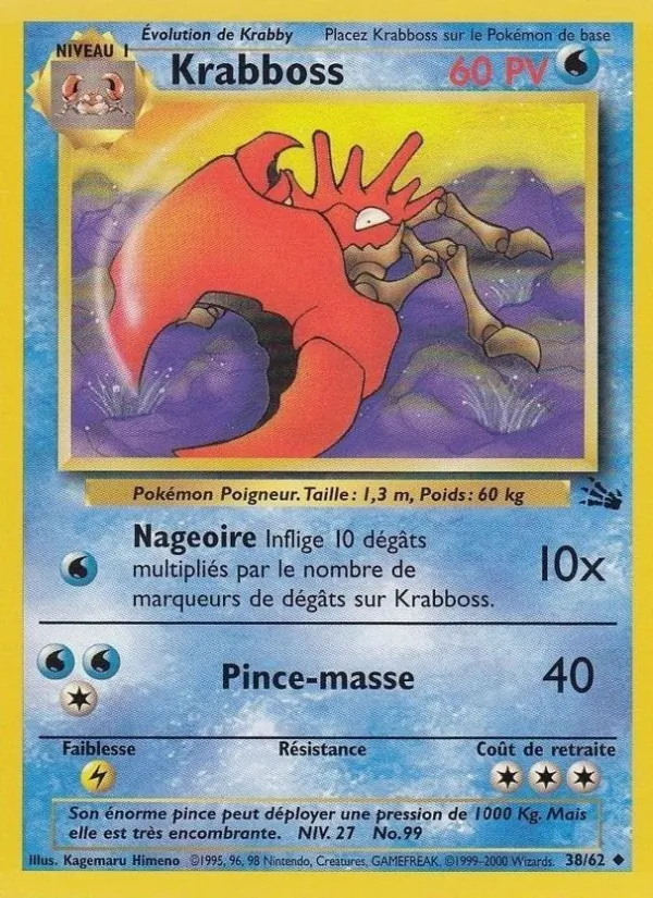 Carte Pokémon Krabboss de l'extension Fossile
