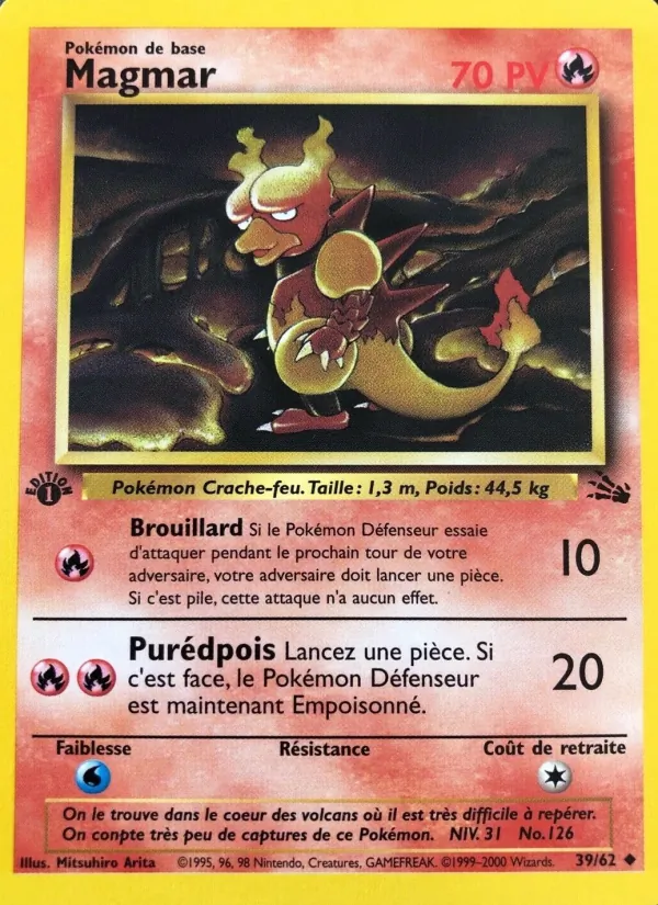 Carte Pokémon Magmar de l'extension Fossile
