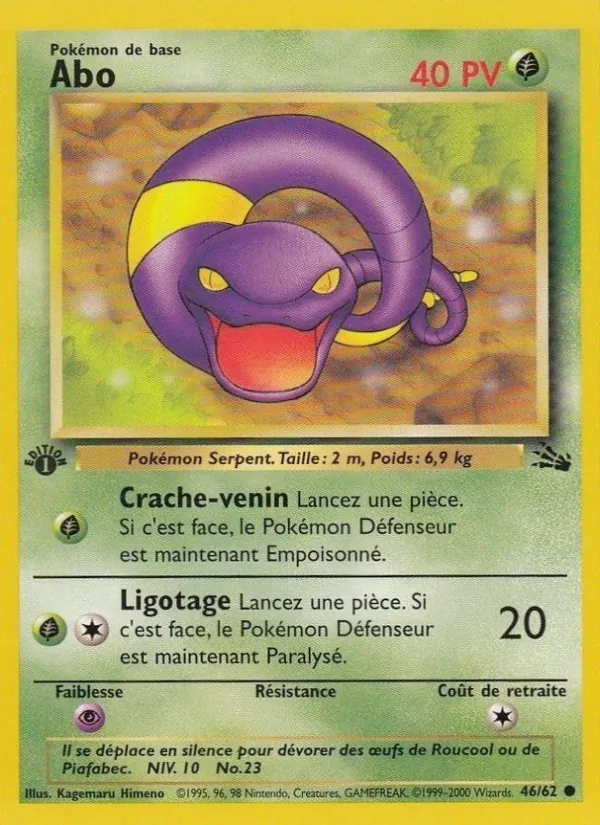Carte Pokémon Abo de l'extension Fossile