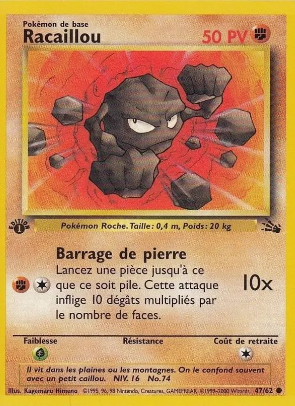 Carte Pokémon Racaillou de l'extension Fossile