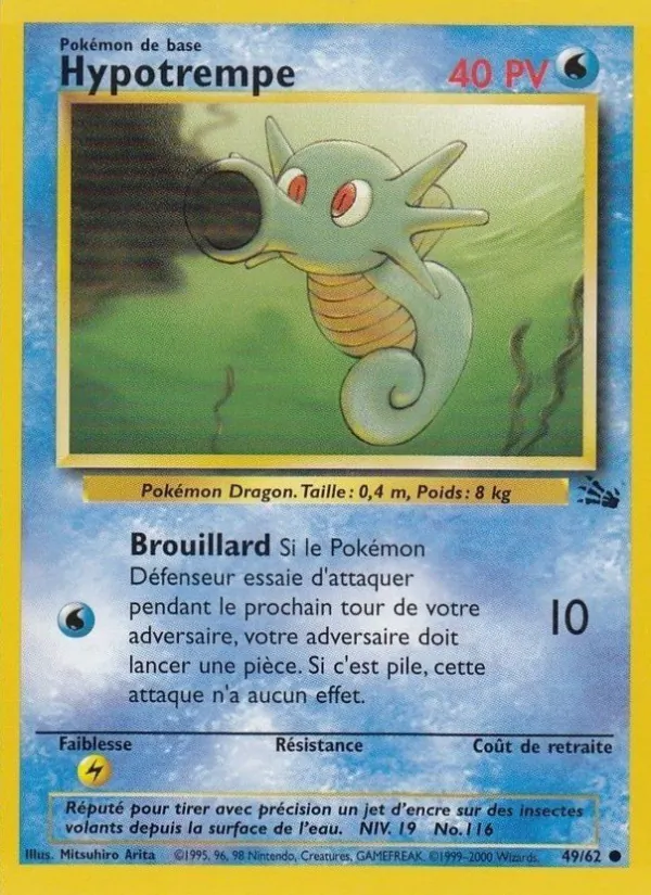 Carte Pokémon Hypotrempe de l'extension Fossile