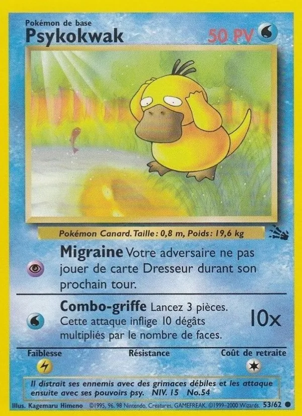 Carte Pokémon Psykokwak de l'extension Fossile