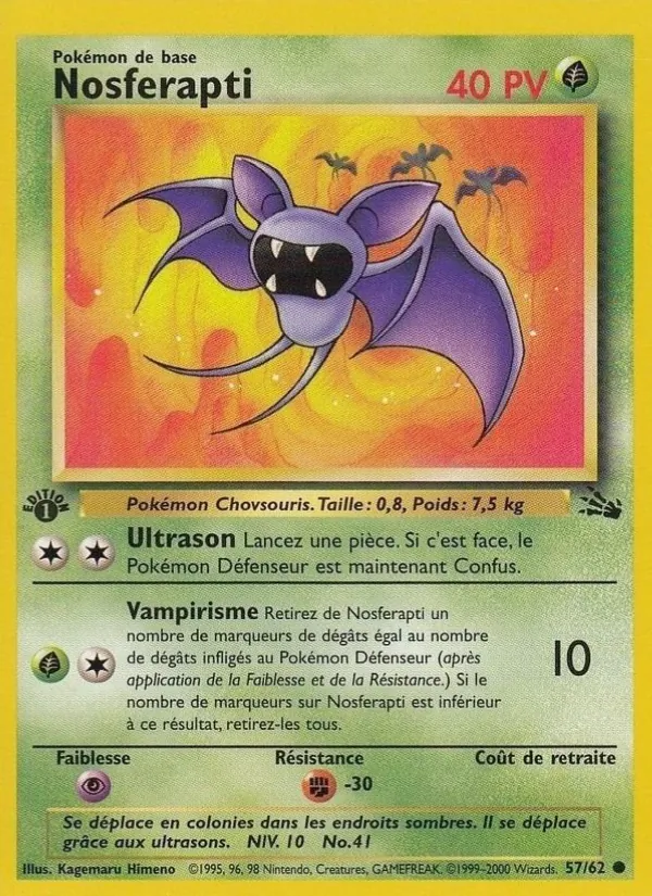 Carte Pokémon Nosferapti de l'extension Fossile