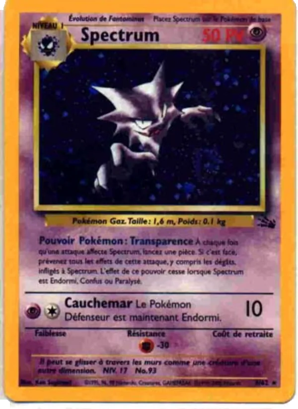 Carte Pokémon Spectrum de l'extension Fossile