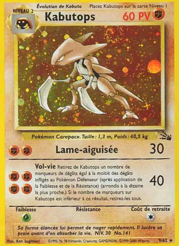 Carte Pokémon Kabutops de l'extension Fossile