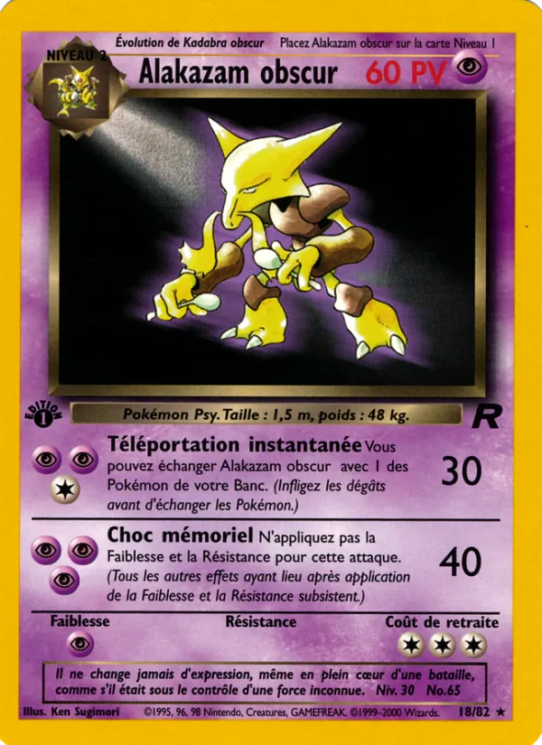 Carte Pokémon Alakazam obscur de l'extension Team Rocket