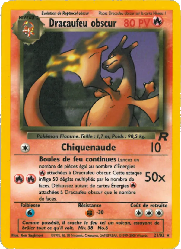 Carte Pokémon Dracaufeu obscur de l'extension Team Rocket