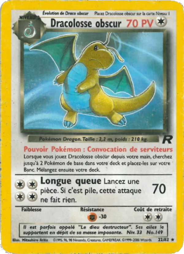 Carte Pokémon Dracolosse obscur de l'extension Team Rocket