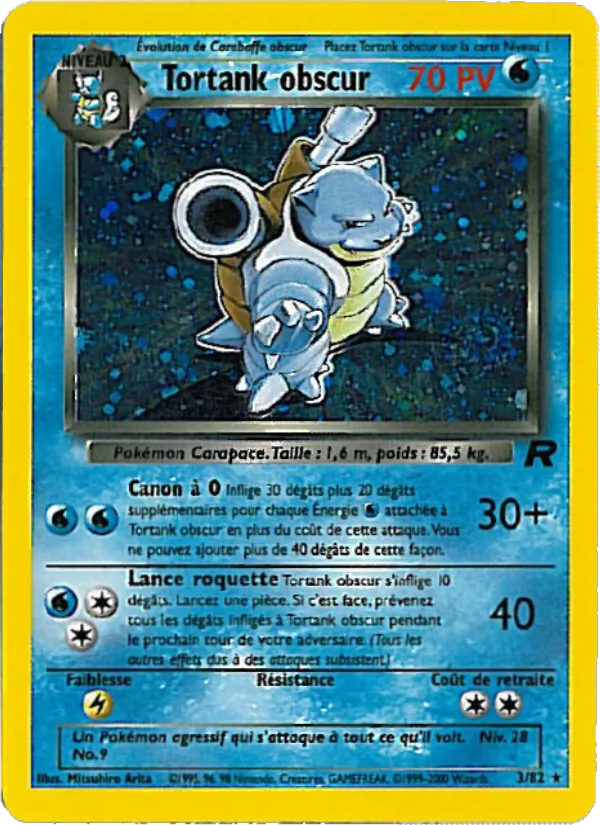 Carte Pokémon Tortank obscur de l'extension Team Rocket