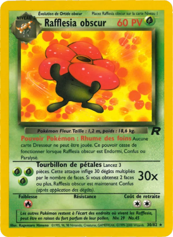 Carte Pokémon Rafflesia obscur de l'extension Team Rocket