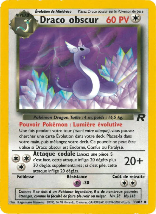 Carte Pokémon Draco obscur de l'extension Team Rocket
