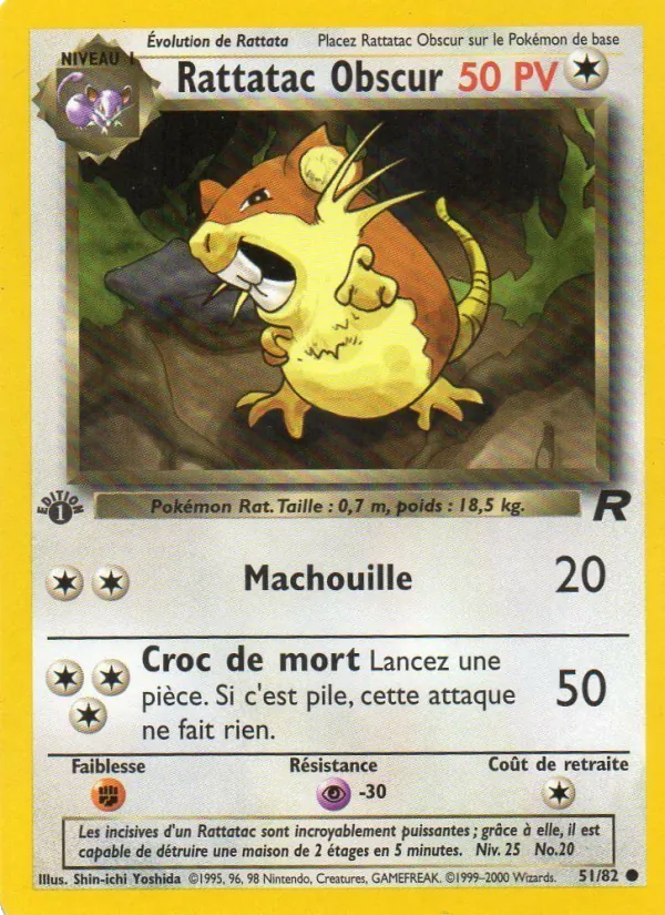 Carte Pokémon Rattatac obscur de l'extension Team Rocket