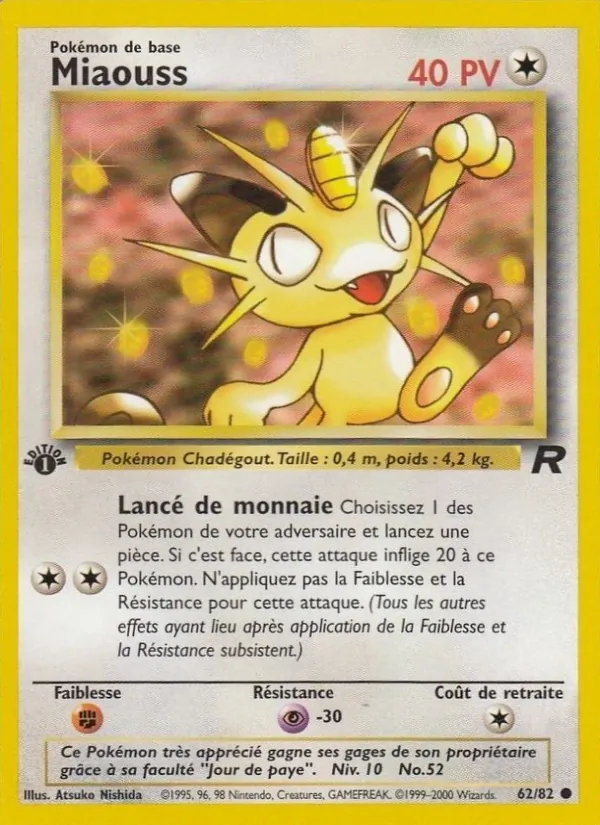 Carte Pokémon Miaouss de l'extension Team Rocket