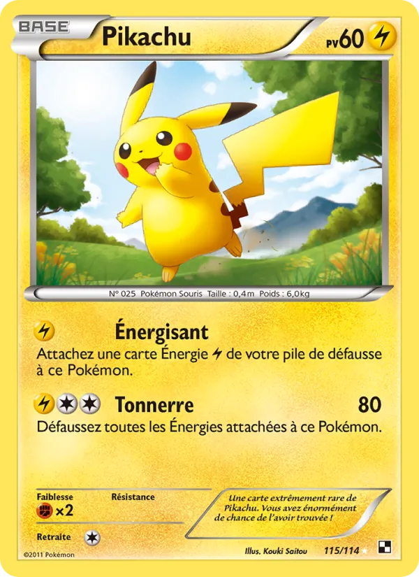 Carte Pokémon Pikachu de l'extension Noir & Blanc